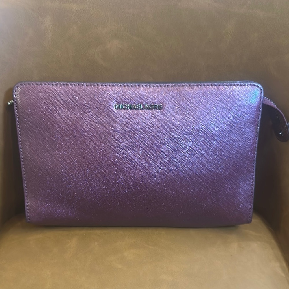Michael Kors Purple Metallic crossbody or cluch